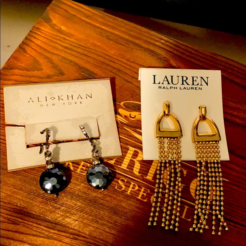 Two sets of earrings: Ali Khan & Ralph Lauren 🎀